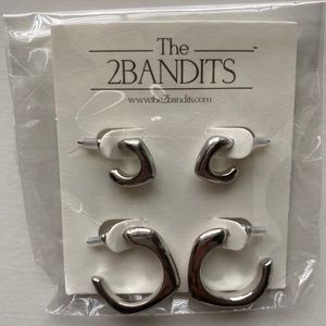 THE 2 BANDITS square hoops silver set